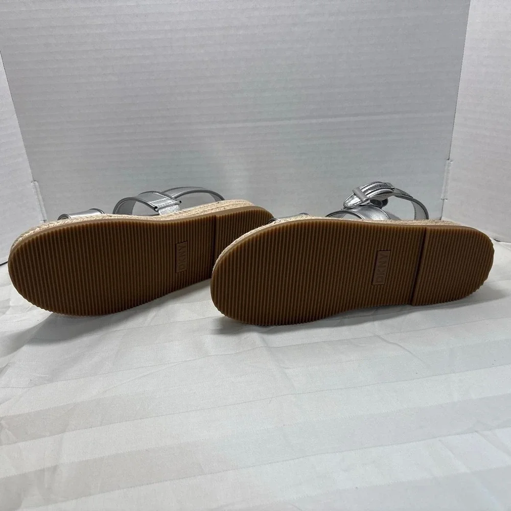 DKNY Bernae Womens Slingback Sandals Silver Espadrille Platform Size 9 M